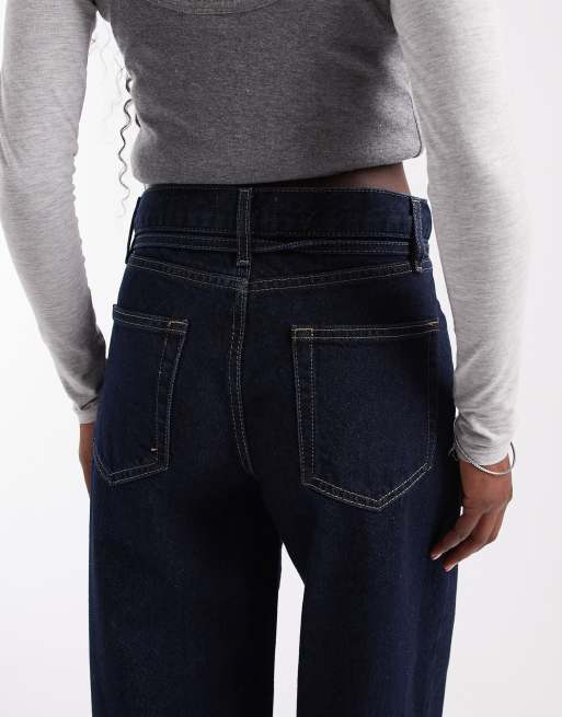 ONLY Gianna jeans dritti con vita annodata blu scuro, 5 di 5