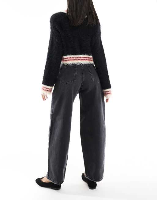 ONLY – Gianna – Jeans in verwaschenem Schwarz mit mittelhohem Bund und abgerundetem Beinschnitt, 2 von 5