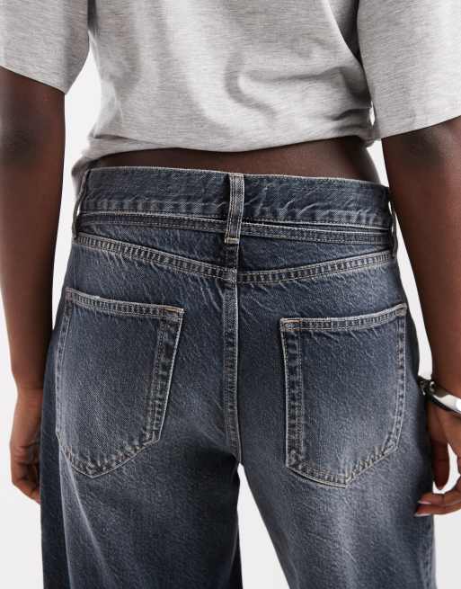 Only Gianna jeans med raka ben och knytband i midjan i gråtonad denim, 5 av 5