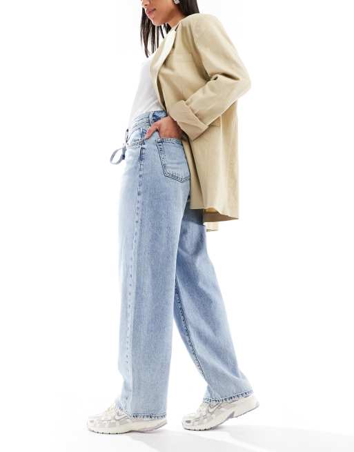 ONLY - Gianna - Jeans met rechte pijpen en gestrikte taille in lichtblauw, 3 van 5