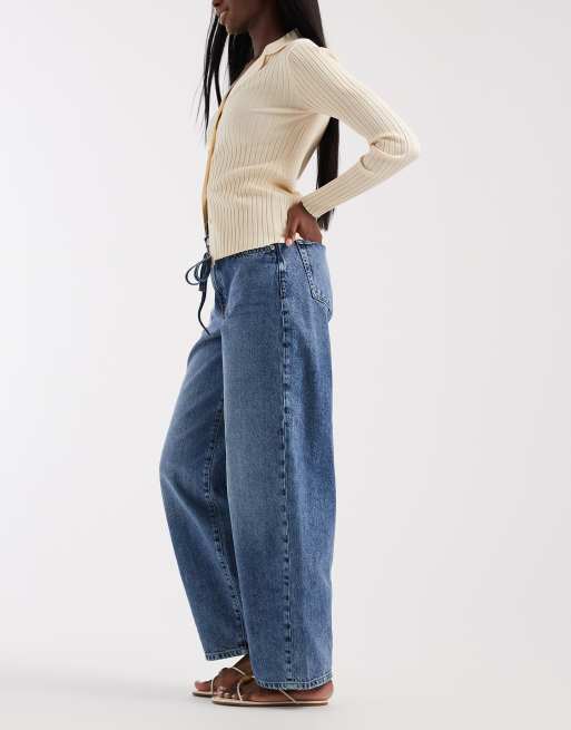 Only - Gianna - Jeans met ronde pijpen en halfhoge taille in middenblauw , 3 van 5