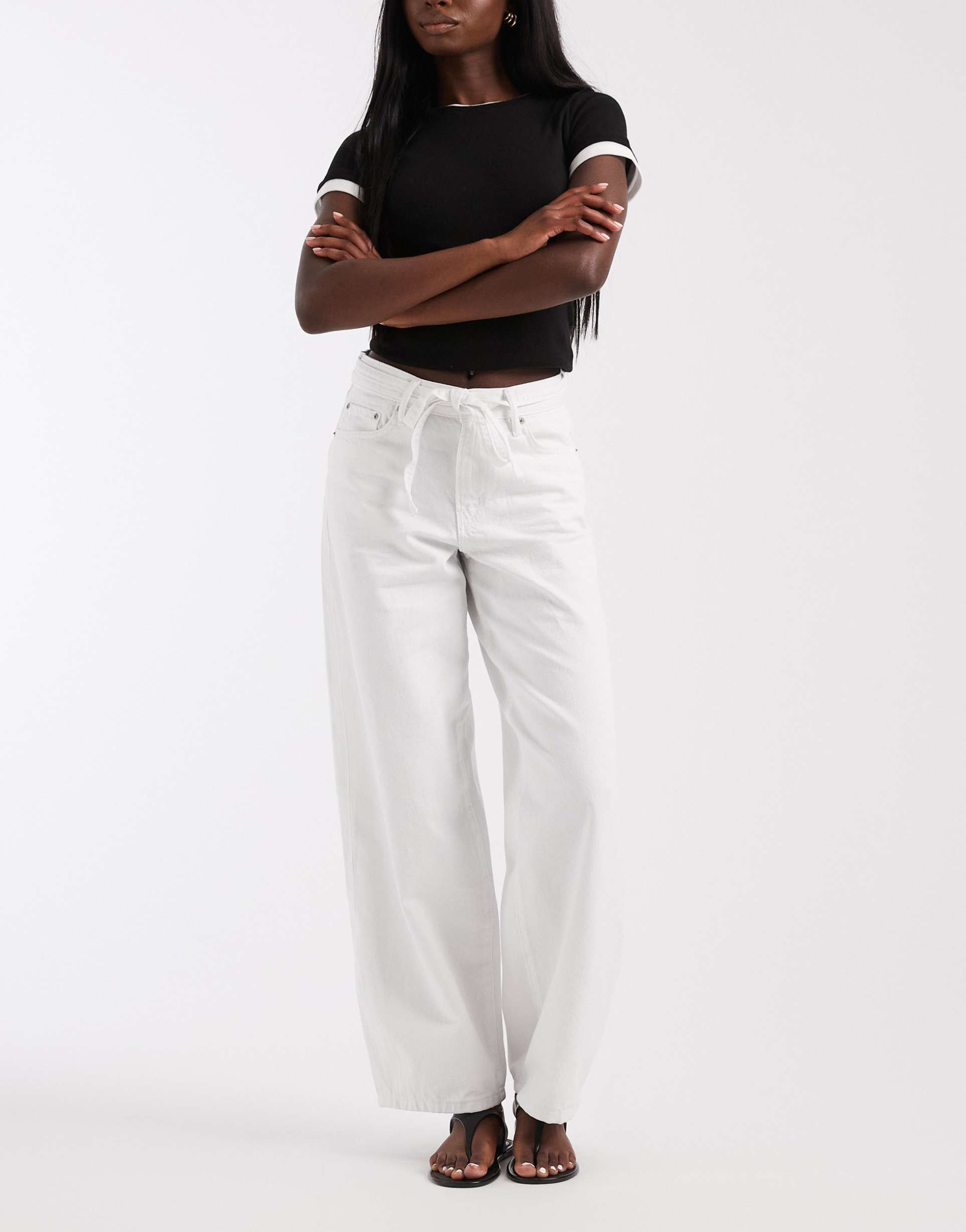 only gianna mid waist straight leg jeans in white