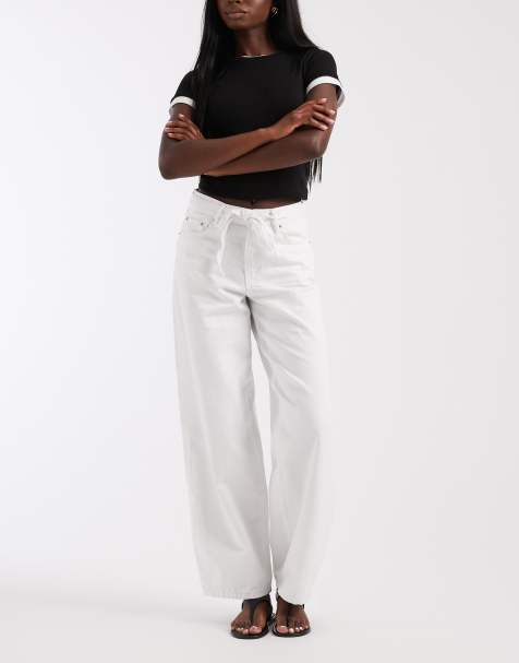 ONLY Gianna mid  waist straight leg jeans in white