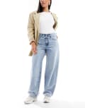 [ONLY] ONLY Gianna tie waist straight leg jeans in light blue W29 L32 Light Blue Denim