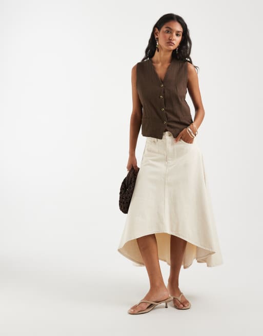ONLY - Gilet de tailleur aspect lin - Marron, 2 de 4