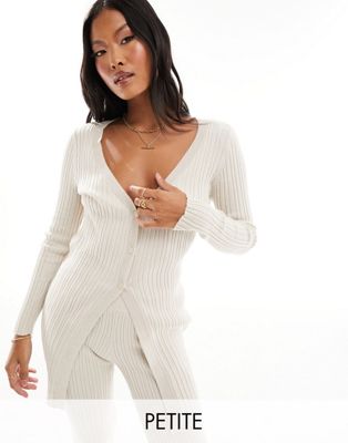 ONLY Petite longline knitted cardigan co-ord in beige  - ASOS Price Checker