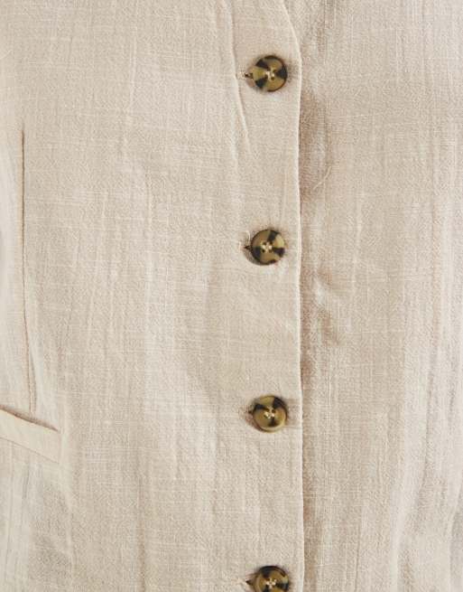 ONLY - Gilet effetto lino color pietra, 4 di 4