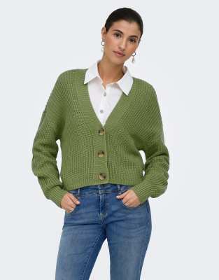 Only - Gilet en maille côtelée - Vert