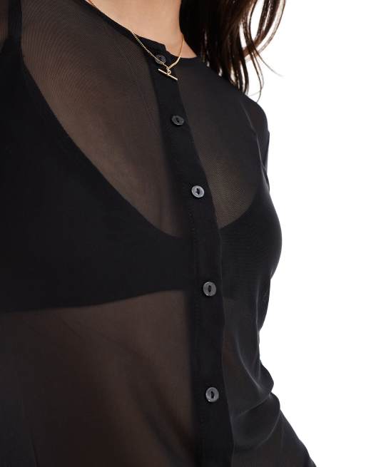 Only Gilet en tulle transparent Noir