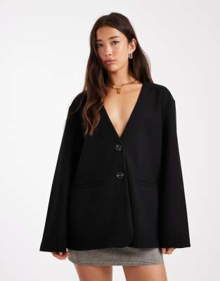 ONLY - Gilet style caban à col V - Noir