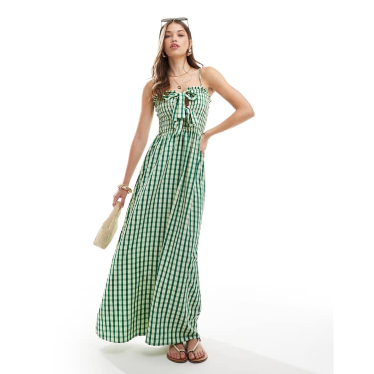 green gingham maxi dress Long Weekend Maxi Dress, in Field Green Gingham, Size: 2XL main image 0