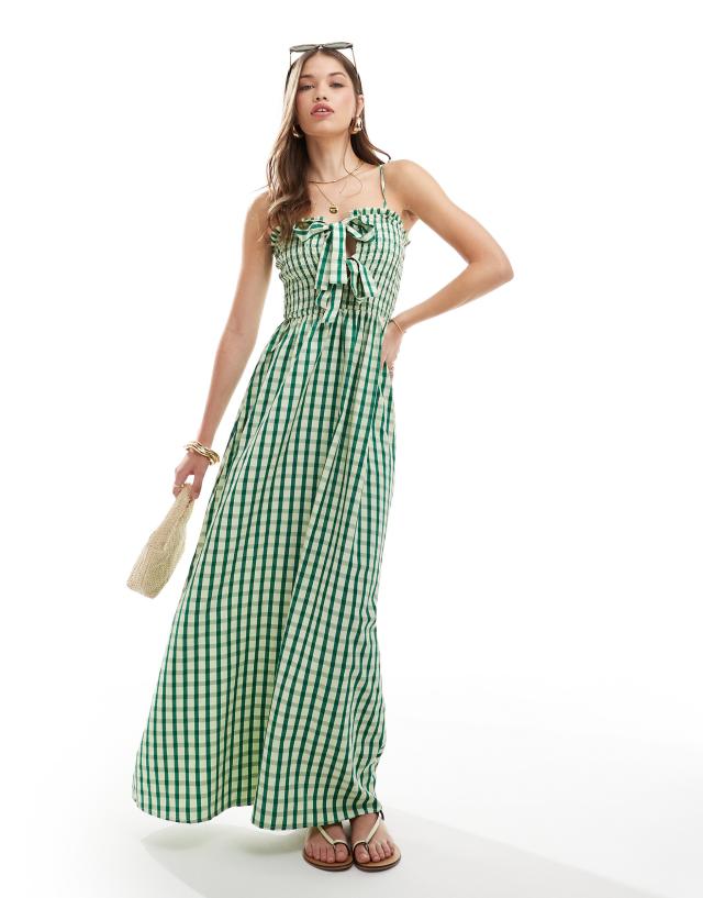 gingham and heels green dress ONLY maxi in organic cotton bohemian wedding dress