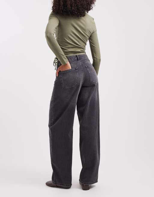 ONLY Giorgia mid waist baggy jeans i vasket sort, 3 af 5