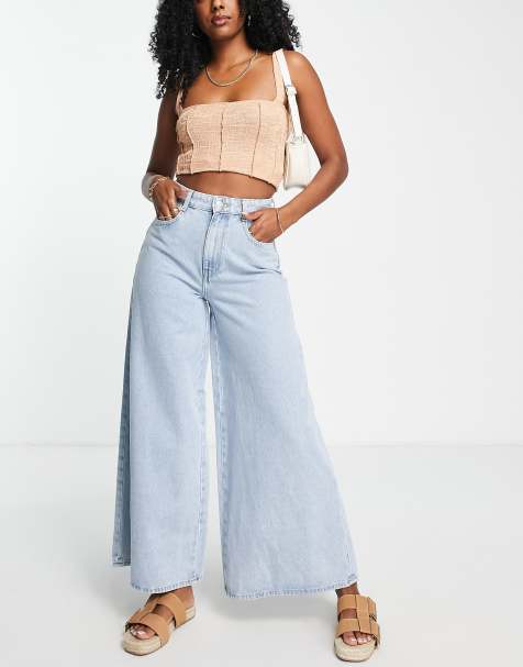 ONLY Giulia wide leg jeans in light blue denim  - view 1