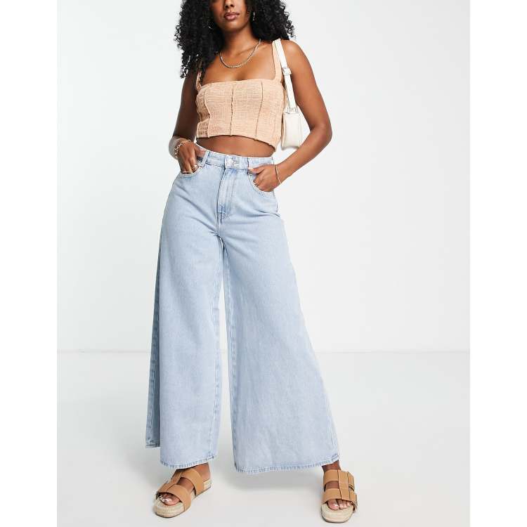 Only Giulia wide leg jeans in light blue denim