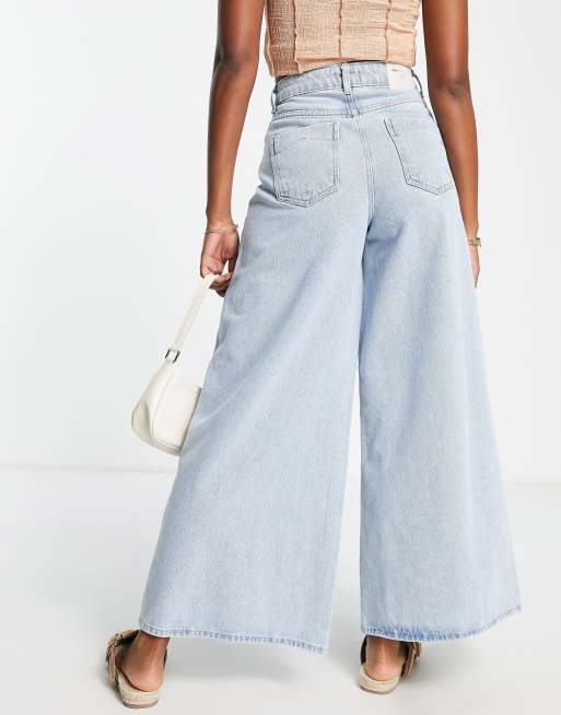 Only Giulia wide leg jeans in light blue denim