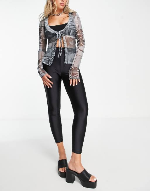 Only – Glänzende Disco-Leggings in Schwarz