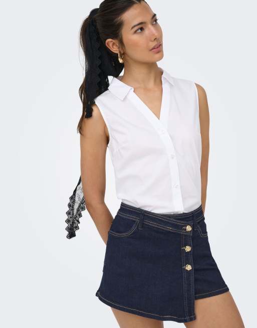 ONLY - Gonna in denim blu scuro, 4 di 7