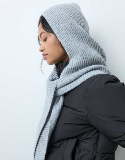 ONLY gorro de punto con detalle de bufanda en gris, 4 de 5