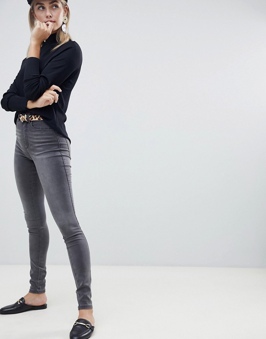 Only – Grå skinny jeans med hög midja