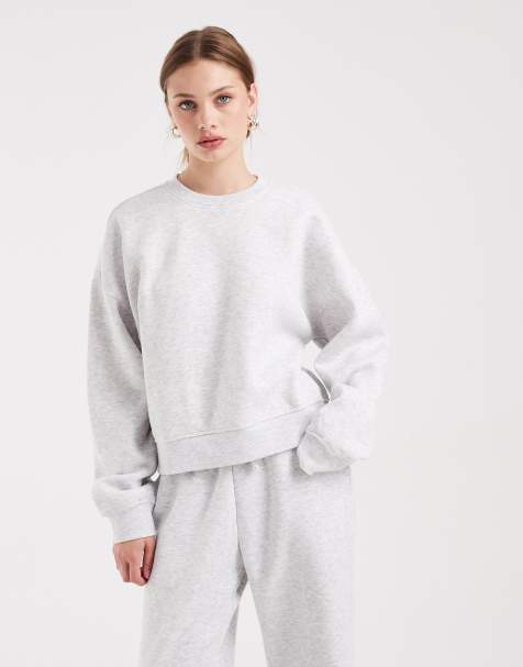 ONLY - Grå sweatshirt med rund hals og sænkede skuldre - Del af sæt - view 1