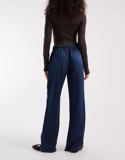 ONLY – Greta – Ciemnoniebieskie jeansy z szerokimi nogawkami i wysokim stanem, 2 z 5