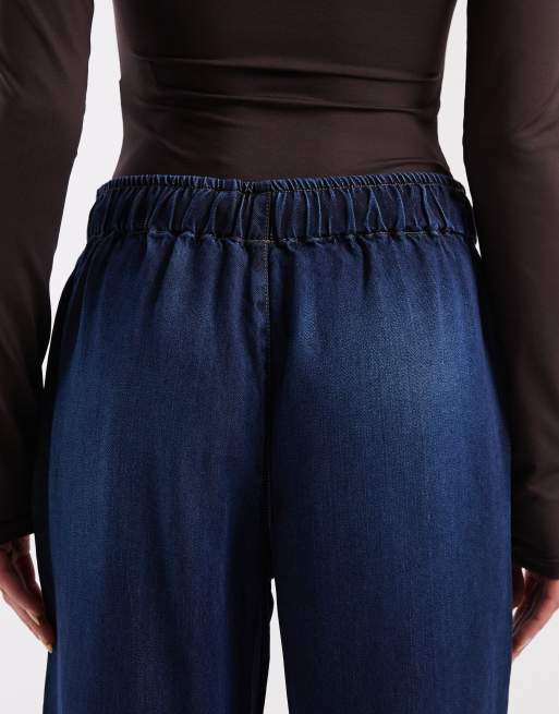 ONLY – Greta – Ciemnoniebieskie jeansy z szerokimi nogawkami i wysokim stanem, 4 z 5