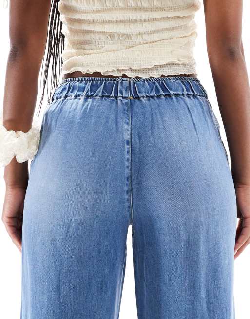ONLY Greta high waist wide leg jeans in light blue wash ASOS