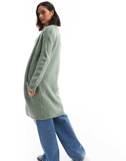 ONLY - Grøn og åben longline-cardigan, 4 af 4