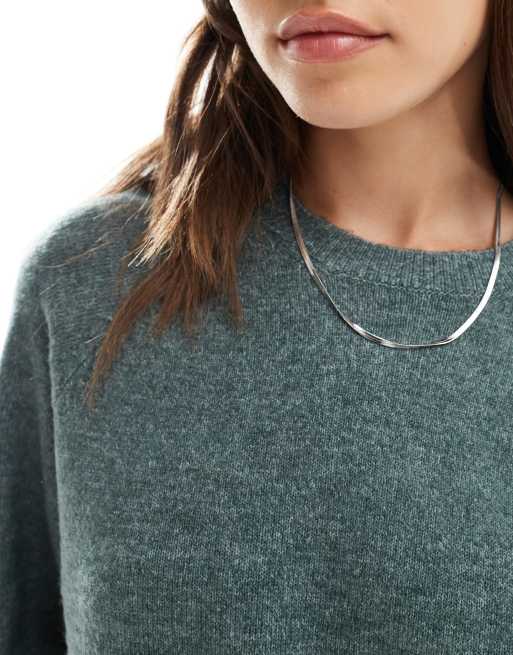 ONLY - Grøn strikket cropped T-shirt, 3 af 4