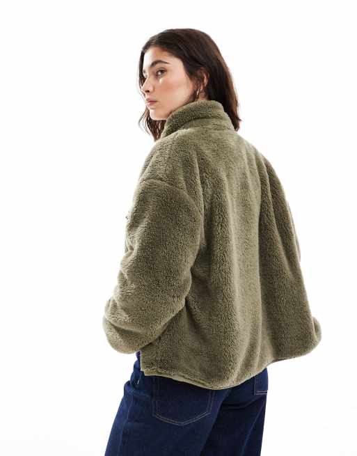 ONLY – Grön fleece i oversize med kontrastficka, 3 av 4