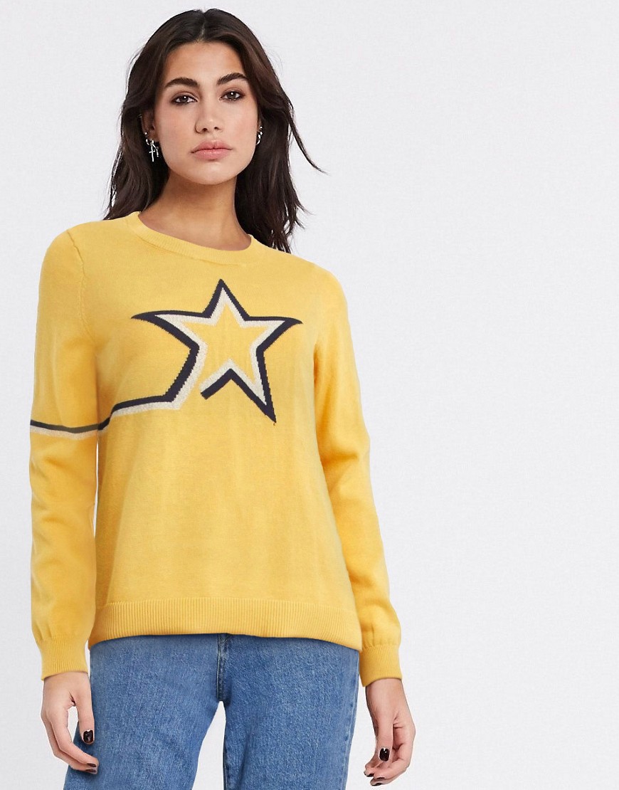 Only – Gul tröja med stjärnmönster