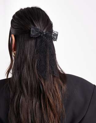 ONLY - Haarspange mit Schleife aus schwarzer Spitze