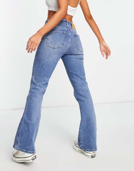 Mid rise flared jeans, medium blue, Only