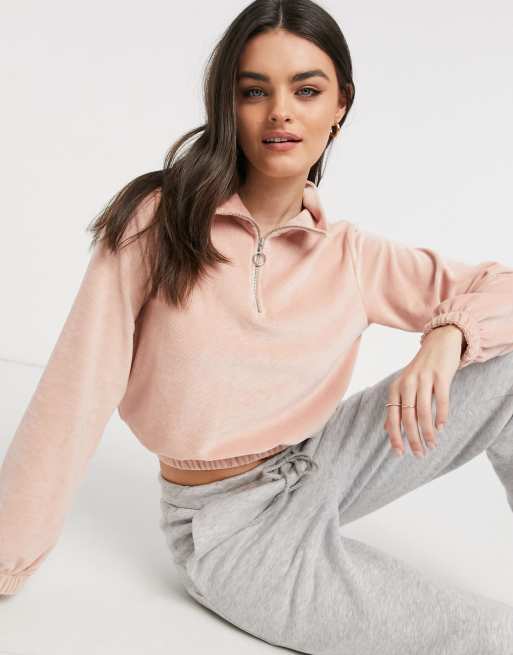 Half zip deals cropped sweatshirt