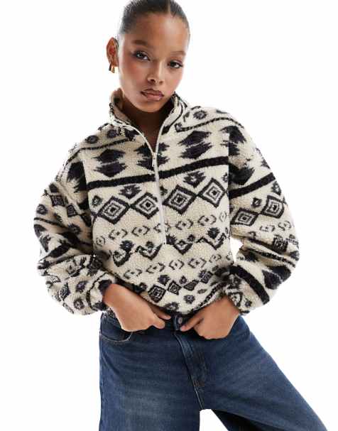 ONLY half zip fleece in off white and black  - view 1