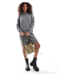 [ONLY] ONLY half zip midi jumper dress in dark grey melange 6 Dark Grey Melange