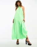 [ONLY] Only halterneck maxi dress in bright green XS Bright green