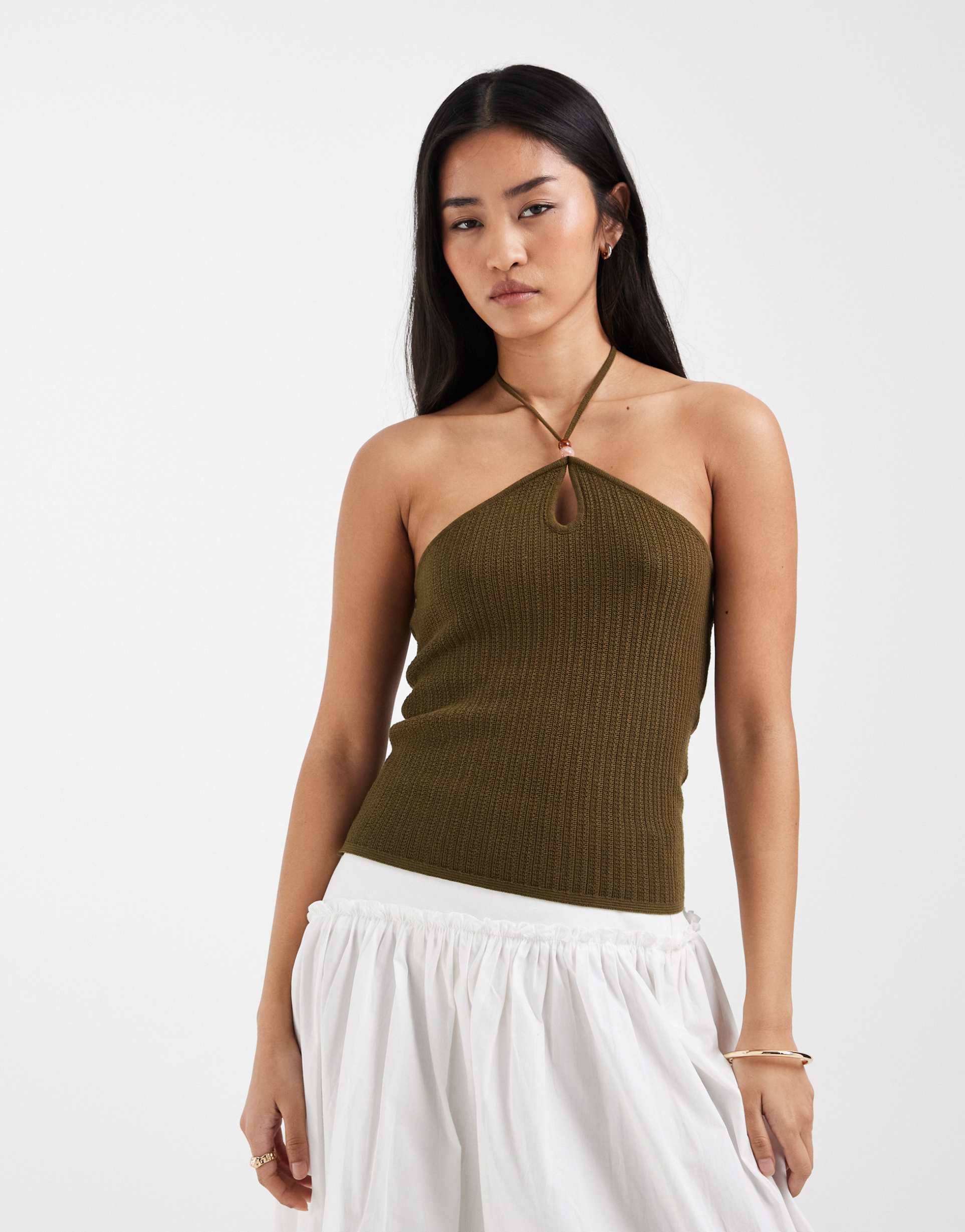 only halterneck top in khaki
