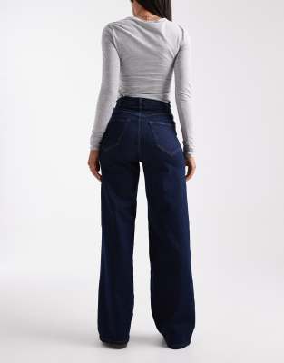 Only Hannah Extra High Waist Wide Leg Jeans In Blue