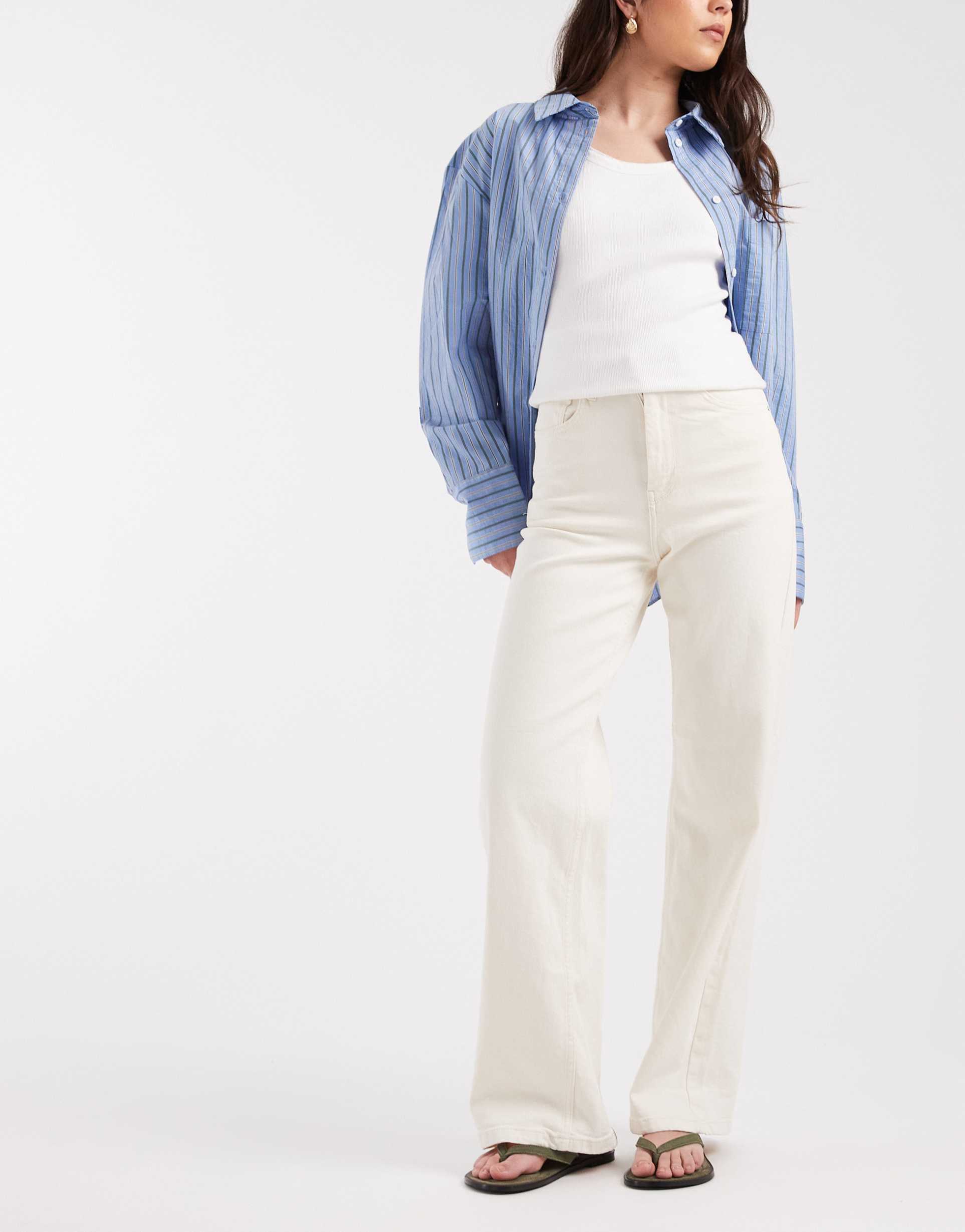 only hannah extra high waist wide leg jeans in ecru
