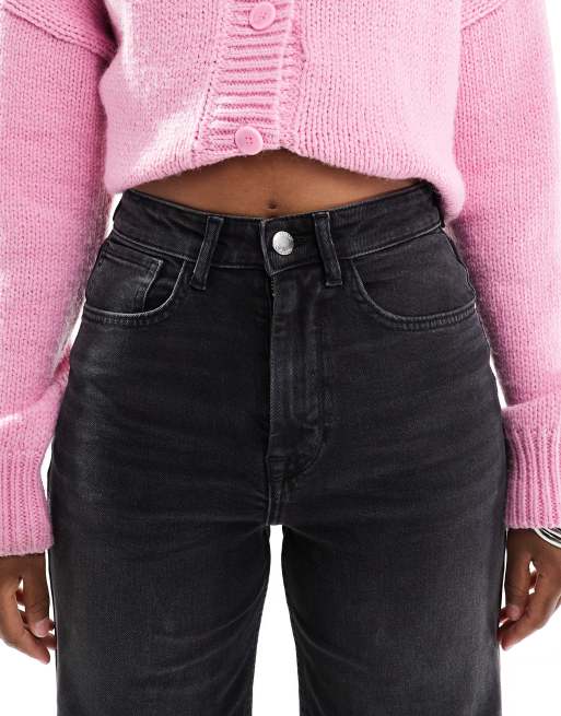 ONLY - Hannah - Jeans a fondo ampio a vita super alta nero slavato, 5 di 5