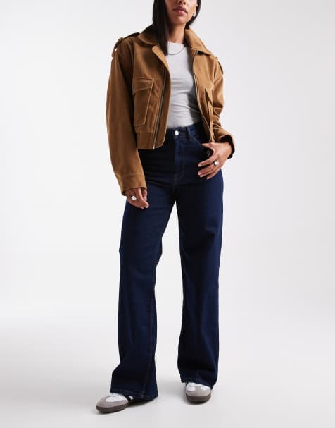 ONLY - Hannah - Jeans a vita super alta con fondo ampio lavaggio rinse wash blu scuro - view 1