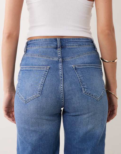 ONLY - Hannah - Jeans met extra hoge taille en wijde pijpen in middenblauwe wassing, 4 van 5