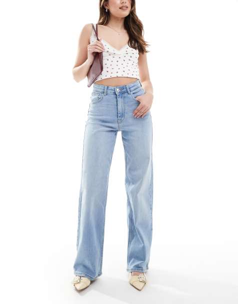 ONLY Hannah super high waist wide leg jeans in light blue wash - view 1