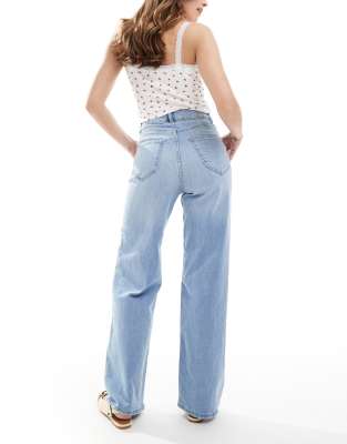 Only Hannah Super High Waist Wide Leg Jeans In Blue