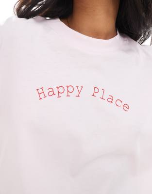 Only Happy Place Cropped T-shirt In Pink