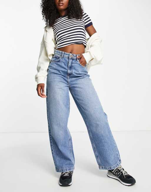 Only Harmony high waisted dad jeans in mid blue wash | ASOS