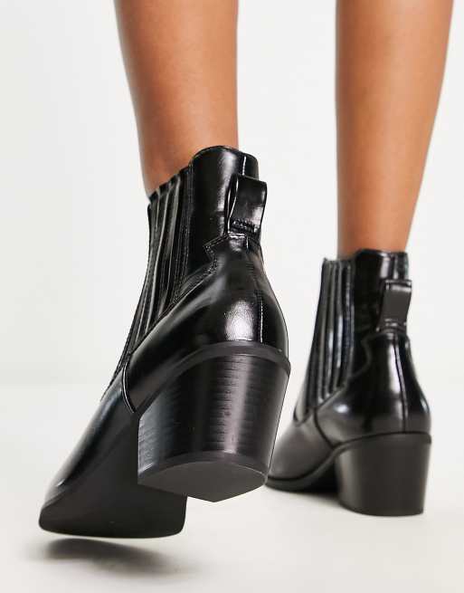 Only heeled western ankle boots in black