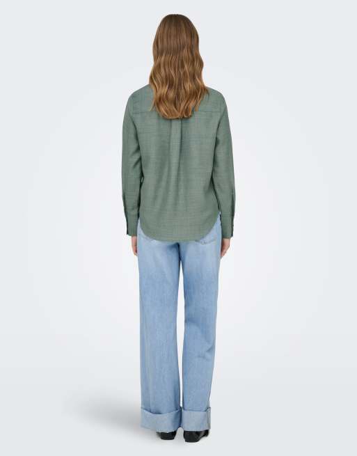 ONLY – Hemdbluse in Lorbeer-Grün, 2 von 4